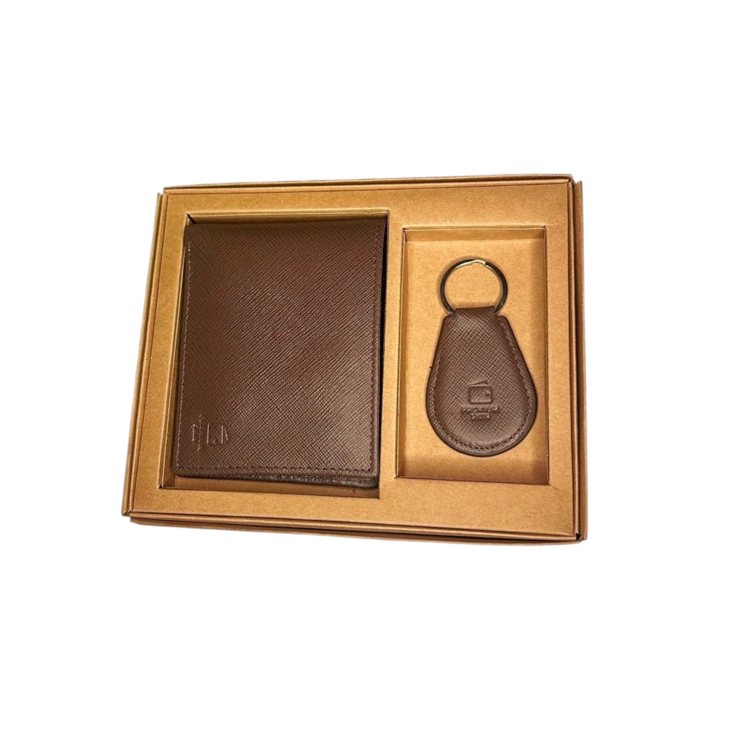 Signature Leather Wallet & Keychain Set