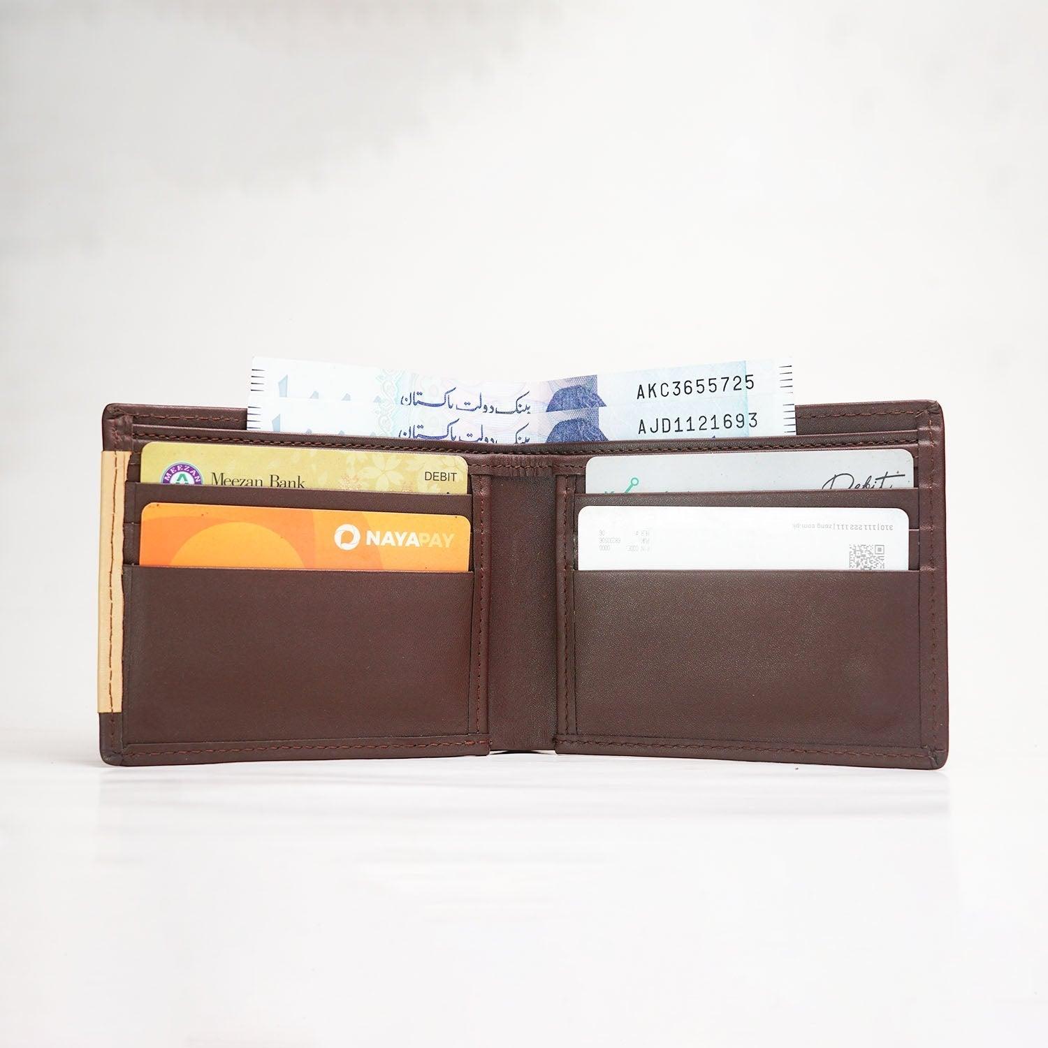 TrimEdge Leather Wallet |Brown| - The Premium Skinmens wallet