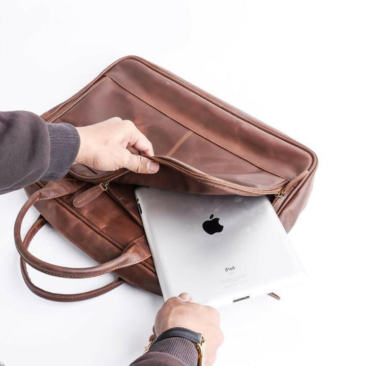 Vintage Crazy Horse Leather Laptop Bag - The Premium SkinTravel Accessories